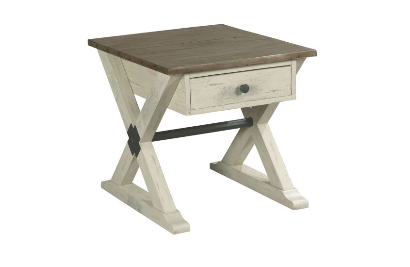 RECLAMATION PLACE-TRESTLE DRAWER END TABLE