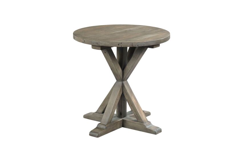 RECLAMATION PLACE-TRESTLE ROUND END TABLE