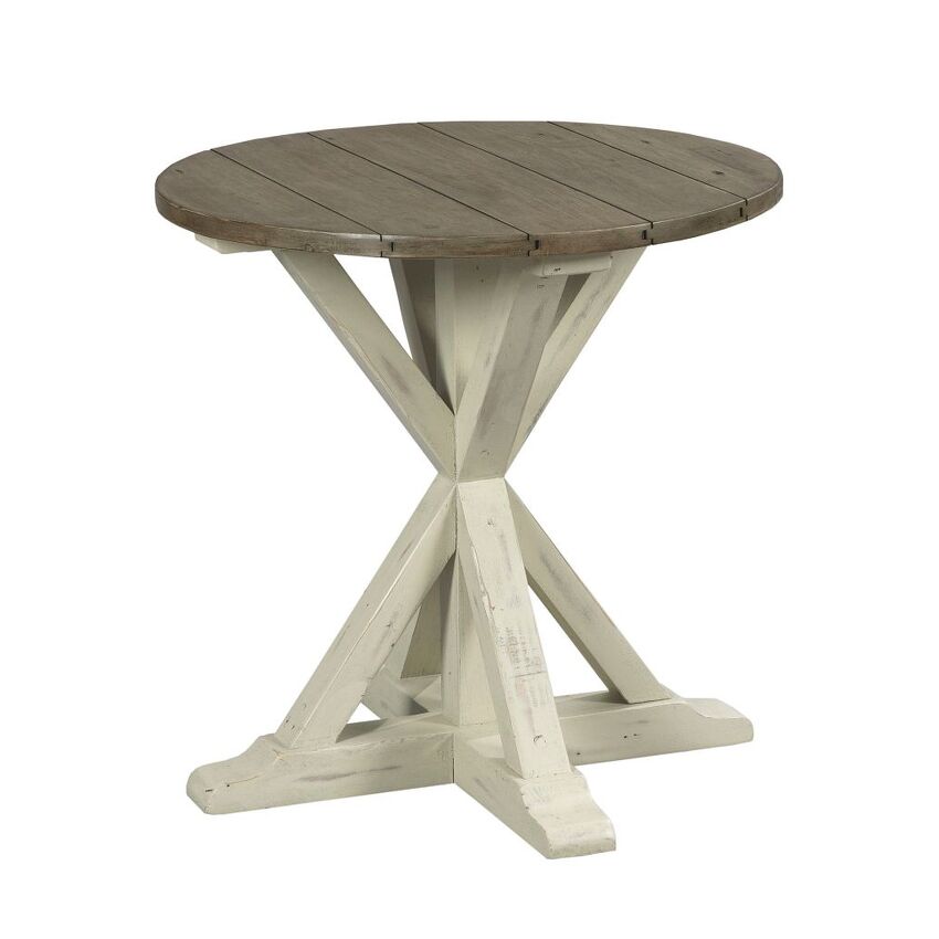 RECLAMATION PLACE-TRESTLE ROUND END TABLE
