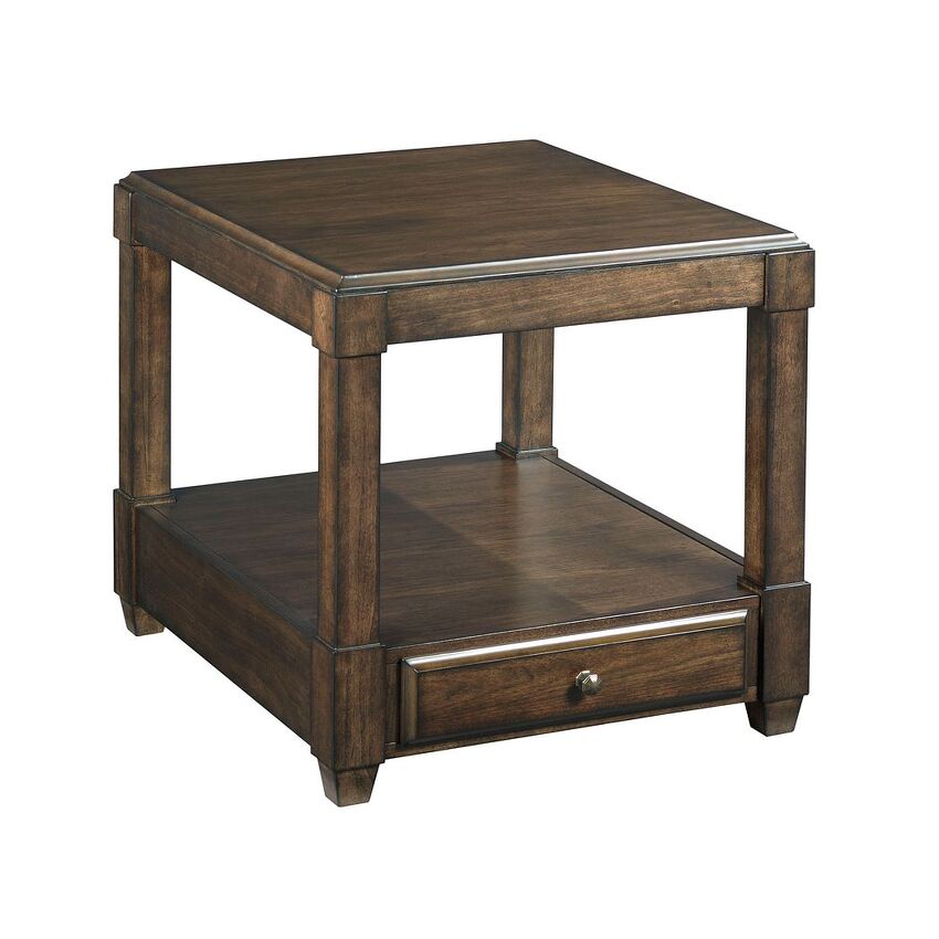 Rectangular Drawer End Table, Hammary Sutton Rectangular Glass Top End Table