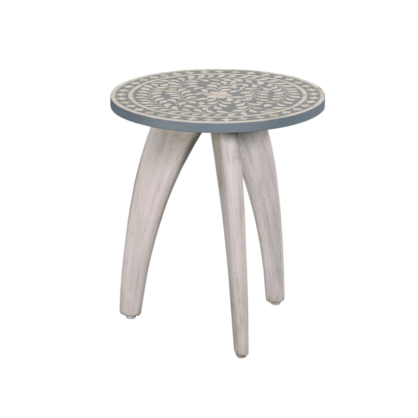 -BLOSSOM INLAY ACCENT TABLE/GRAY