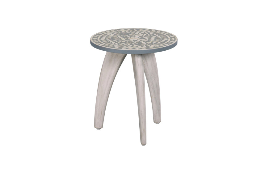 HIDDEN TREASURES-BLOSSOM INLAY ACCENT TABLE/GRAY