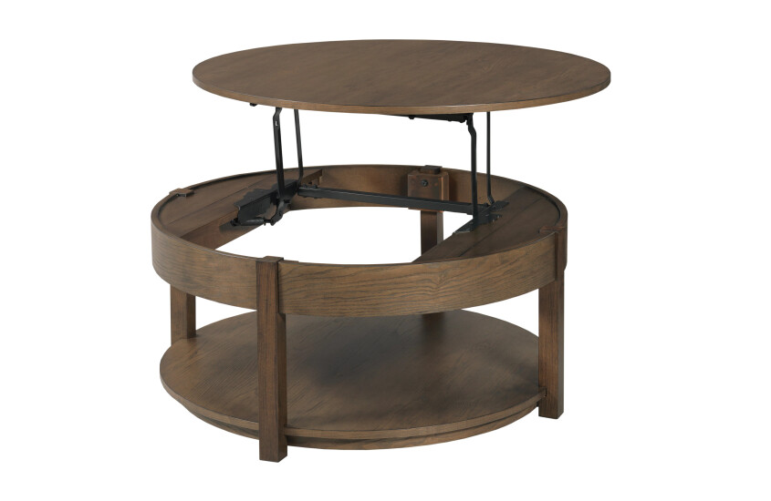 ROUND LIFT TOP COFFEE TABLE-DEEP BROWN Room 2
