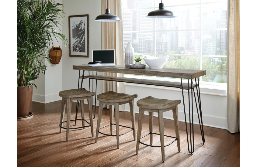 BAR CONSOLE WITH THREE STOOLS