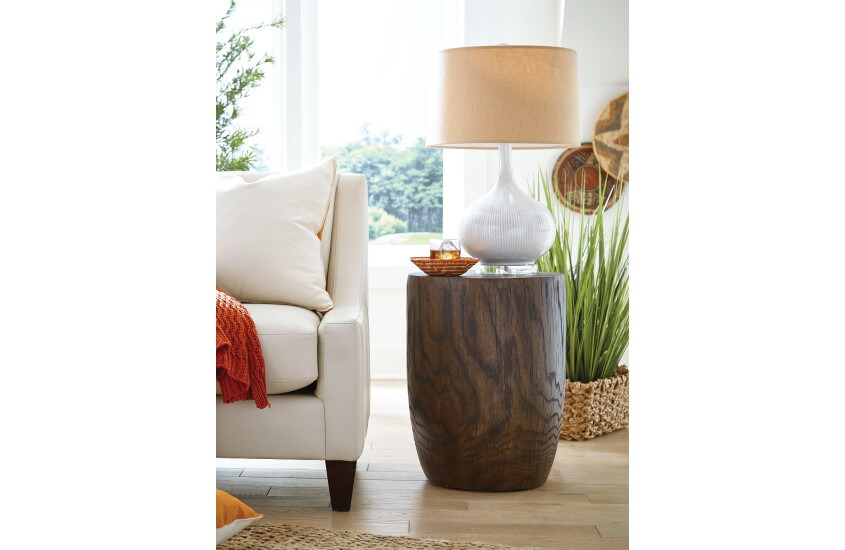 OAK GRAIN DRUM END TABLE Room Scene 1