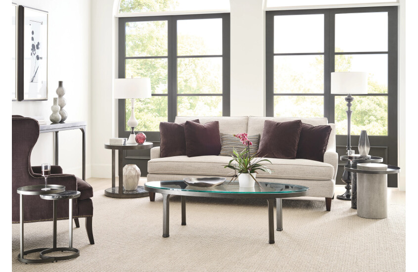 OVAL GLASS TOP COFFEE TABLE Room 1