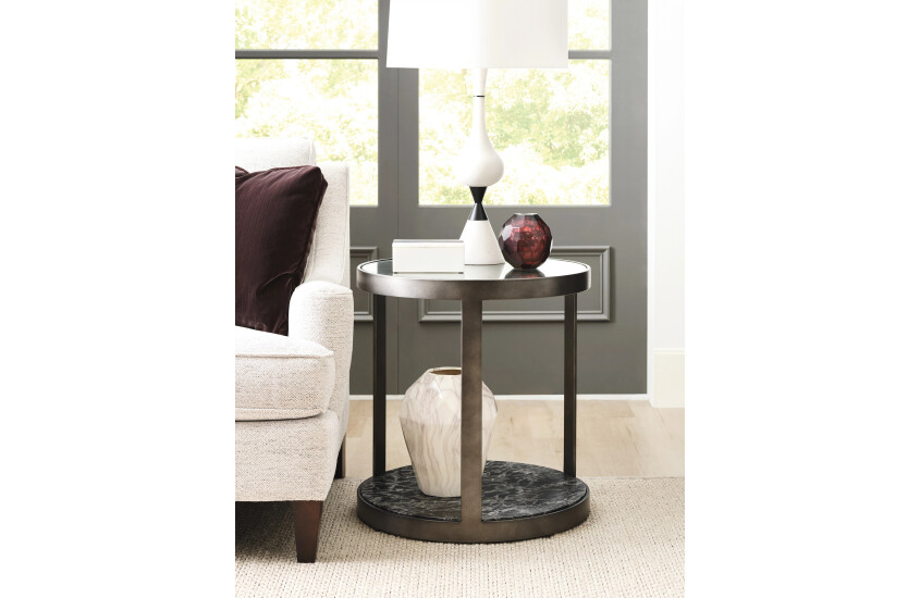 ROUND GLASS TOP END TABLE Room 1