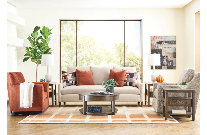 ROUND LIFT TOP COFFEE TABLE-DEEP BROWN Room 1