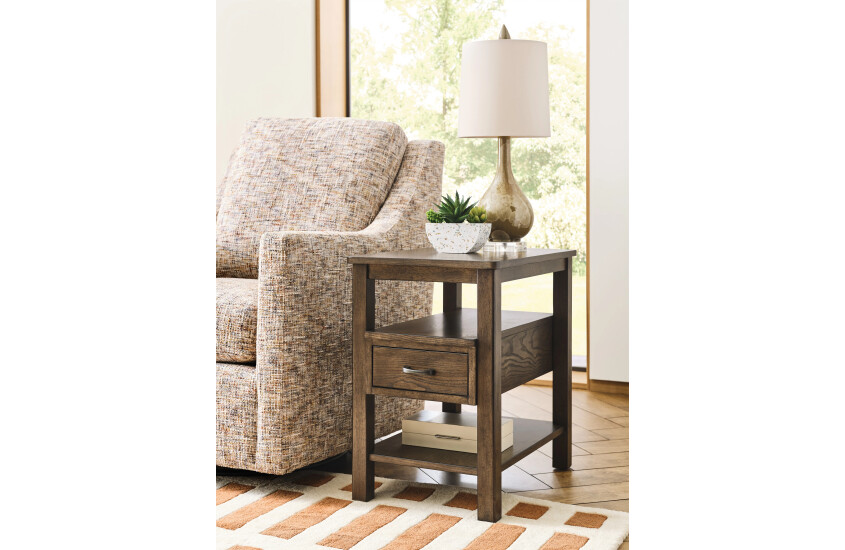 RECTANGULAR CHARGING CHAIRSIDE TABLE-DEEP BROWN Room 1