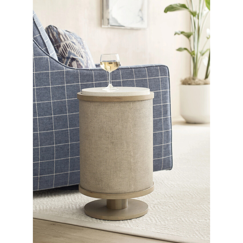 ROUND LINEN CHAIRSIDE TABLE - 2