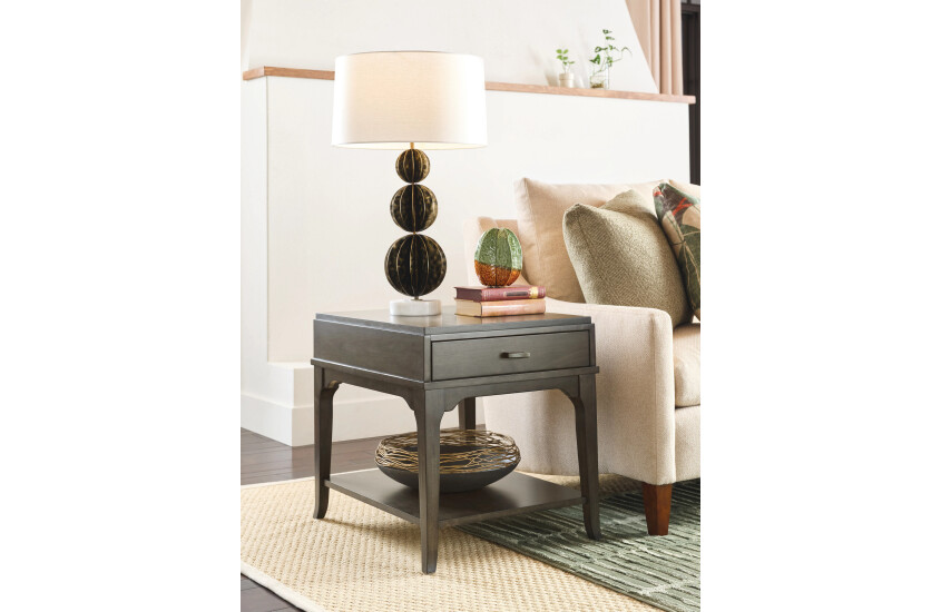 RECTANGULAR DRAWER END TABLE-CHARCOAL Room 1