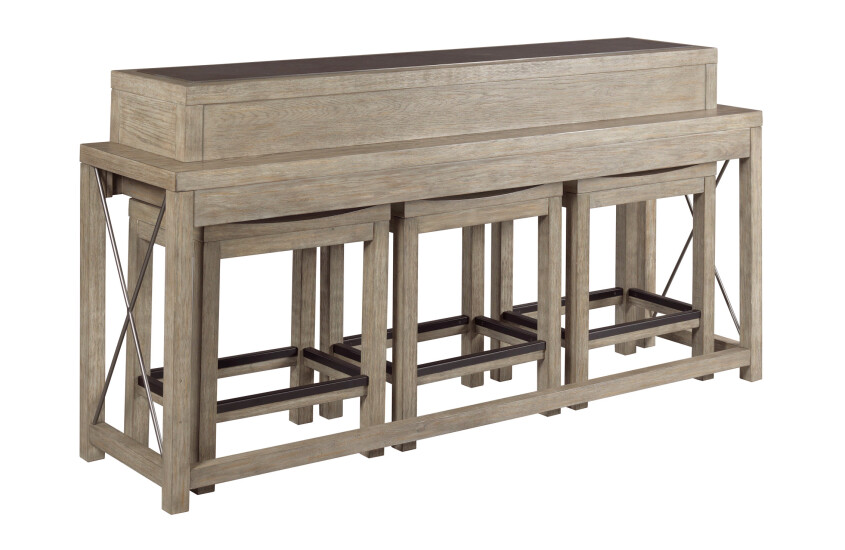 -BAR CONSOLE WITH THREE STOOLS